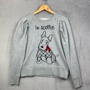 Charter Club Women’s PM Long Sleeve Gray Scottie Dog Graphic Puff Sweatshirt.